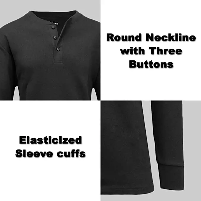 5-Pack Men's Waffle-Knit Long Sleeve Crew Neck & Henley Thermal Shirts