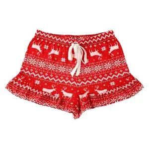 Christmas Ruffle-Trim Pajama Shorts for Women - Loungewear Nightwear
