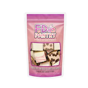 Freeze Dried Cheesecake New York Style Caramel Chocolate Chip & Strawberry Swirl Crunchy Treat 4.1 oz Resealable Bag Snack Dessert