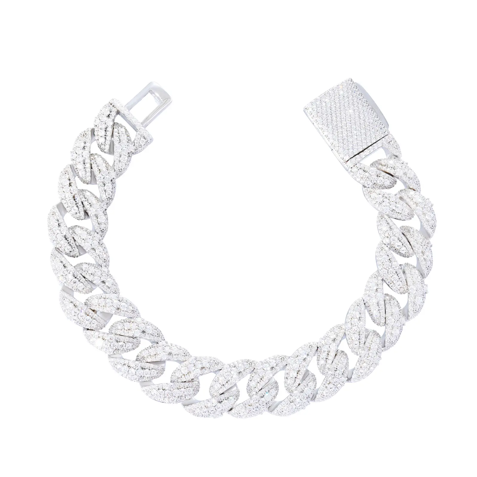 UCCIYO 3D Cross Cuban Bracelet Lab-Created Moissanite Bracelet Copper Moissanite Bracelet  for Women Men Hip Hop Jewelry Gift【#CMB43】