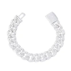UCCIYO 3D Cross Cuban Bracelet 【#CMB43】Lab-Created Moissanite Bracelet Copper Moissanite Bracelet  for Women Men Hip Hop Jewelry Gift