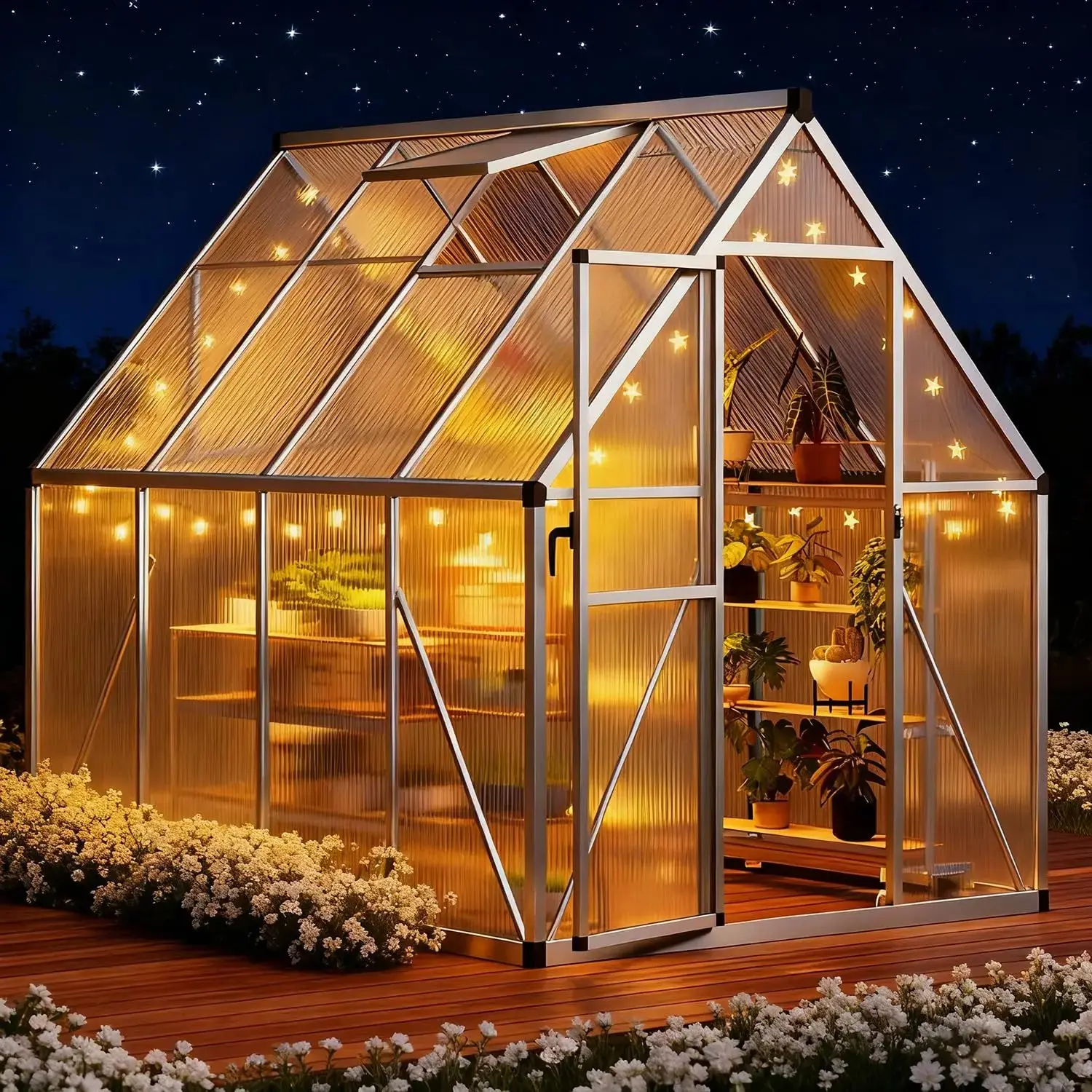 6x7FT Polycarbonate Greenhouse Kit