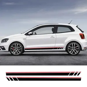 2PCS Car Side Stickers For VW Volkswagen Polo 6R 6C 9N2 9J GTI Auto Modification PVC Racing Style Decals Car Tuning Accessories