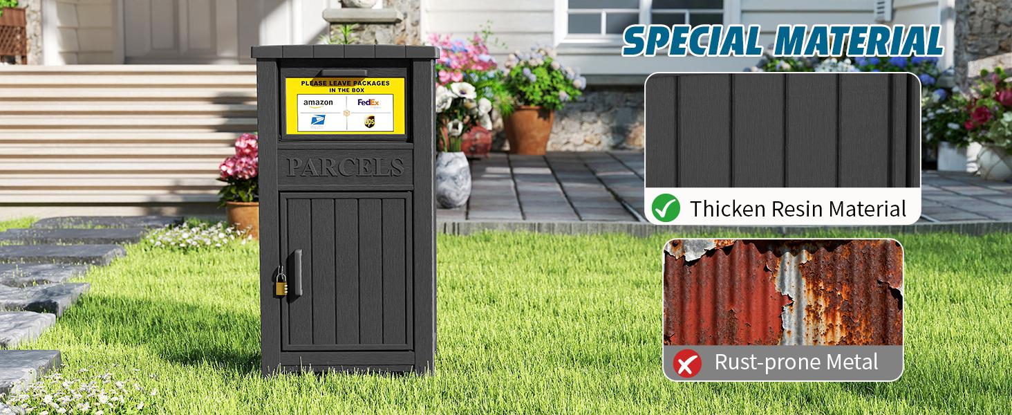 All-Weather Plastic Package Safe Box, Lockable Parcel Dropbox for Outdoor Delivery, Anti-Theft Porch Box for Garden Backyard Entryway