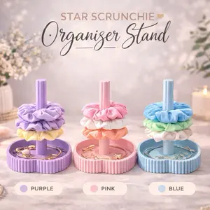 Scrunchie Holder Stand with Jewelry Tray