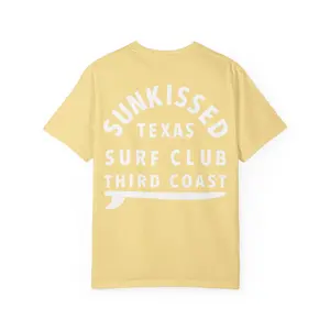 Sun-kissed Surf Club Texas Third Coast Relaxed Fit Tee 100% Ring-spun US Cotton Garment-dyed Soft Comfortable Short Sleeve