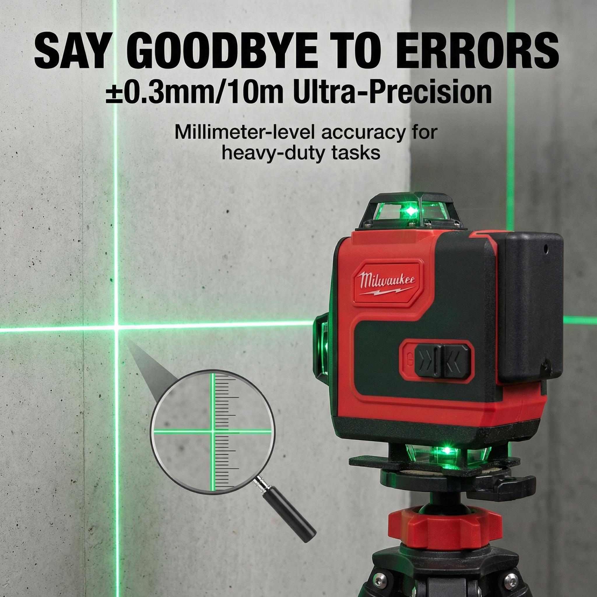 Milwaukee 16 Line Laser Level Kit for Construction Layout Vertical and Horizontal Cross Line Tool High Precision