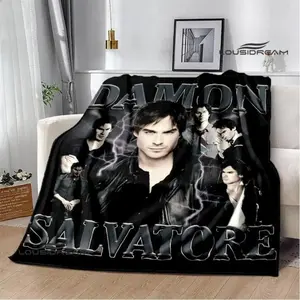 Soft Funny Throw Blanket The Vampire Diaries Damon Salvatore Printed Blanket ,Bed Throw Blanket Flannel Travel Blanket,Warm Flannel Blankets And Comfortable ,Kids Adults Throws Travel Blanket Christmas Holiday Birthday Party Gifts