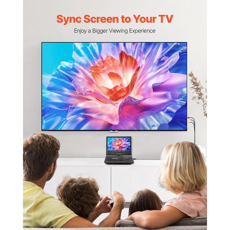 VEVOR Portable DVD Player 9 in HD Swivel Screen 4 Hours-in Battery