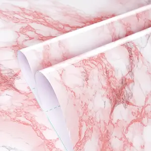 Pink Marble Pattern Self Adhesive Wallpaper, Decorative Wallpaper, Waterproof Wall Sticker, Removable Wall Covering for Table Countertop Cabinet Drawer