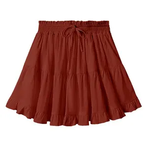 Women High Waist Drawstring Skort, 2026 New Elastic Waist Fashion Short Skirt for Beach & Casual