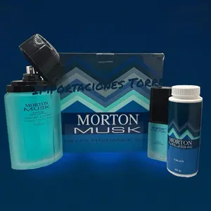 Morton Musk Set of 3 Cologne Spray for Men By Marlen Lamur - Perfume 150ml, Talco 65g & Travel Size 30ml Cologne