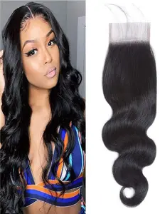 4x4 Human Hair Lace Closure Body Wave HD Lace Closure Free Part 100% Unprocessed Brazilian Virgin Human Hair Closure Hd Transparent Closure 150% Density Pre Plucked Natural Black