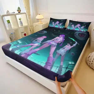 K-Pop Demon Hunter Poster Bedding Set, Includes 2 Coreless Pillowcases, Cool Print Bedding, Girl Bedroom Decor Kit