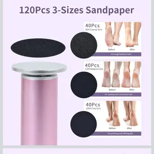 Electric Callus Remover for Smooth Feet with 120pcs Sandpaper Discs 3 Sizes Professional 800RPM Aluminum 4.8 Inches Stepless Speed Control for Dead Skin