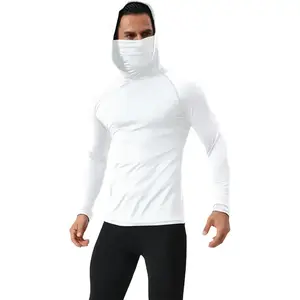 Men’s Long-Sleeve UPF 50+ Sun Shirt – Lightweight Quick-Dry Hooded Sun Jacket with Face Mask, UV Protection for Outdoor Sports, Hiking, Beach, and Fishing