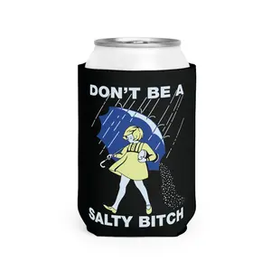 Funny Rain Girl Graphic Can Cooler – Sarcastic Humor Beer Sleeve, Cute Cartoon Umbrella Design, Novelty Drink Holder Gift for Friends, Party & BBQ Accessories