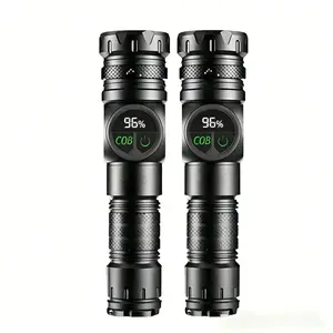 2026 2 PACKS Ultra Bright Tactical LED Rechargeable Flashlight, With 5+4 COB Lighting Modes Zoomable Long-lasting Durability Multifunctional Flashlight, Magnetic Repair Light Waterproof Flashlight,  for Outdoor fishing Hunting Camping Outdoor Accessories