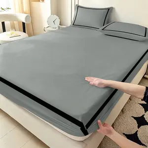 3pc grey minimalist style bedding set, including 1 sheet and 2 pillowcases (without filling material), as a gift for friends. Suitable for single beds, double beds. Multiple sizes available. Perfect for bedrooms, dormitories, guest rooms. Bedsheet Set