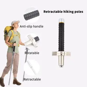 Telescoping Outdoor Stick - Non-Slip Alloy Steel Hiking Support Tool with Carabiner Hook telescopic trekking poles Telescopic Multifunctional Trekking Pole Animated Blinking Snowman Light back  visor pink  ski  mask anxiety relief item temporary brace 2-p