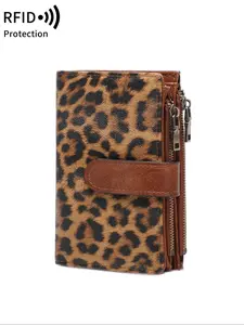 Fashion Leopard Pattern Zipper Around Wallet, Casual Versatile Card Holder, Trendy All-match Wallet for Women for Daily Use, RFID Card Slots