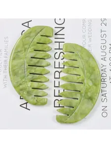 Natural Xiuyan Jade Gua Sha Scalp Comb - Multifunctional Handheld Head Massager Tool for Relaxation and Physiotherapy Meridian Massage