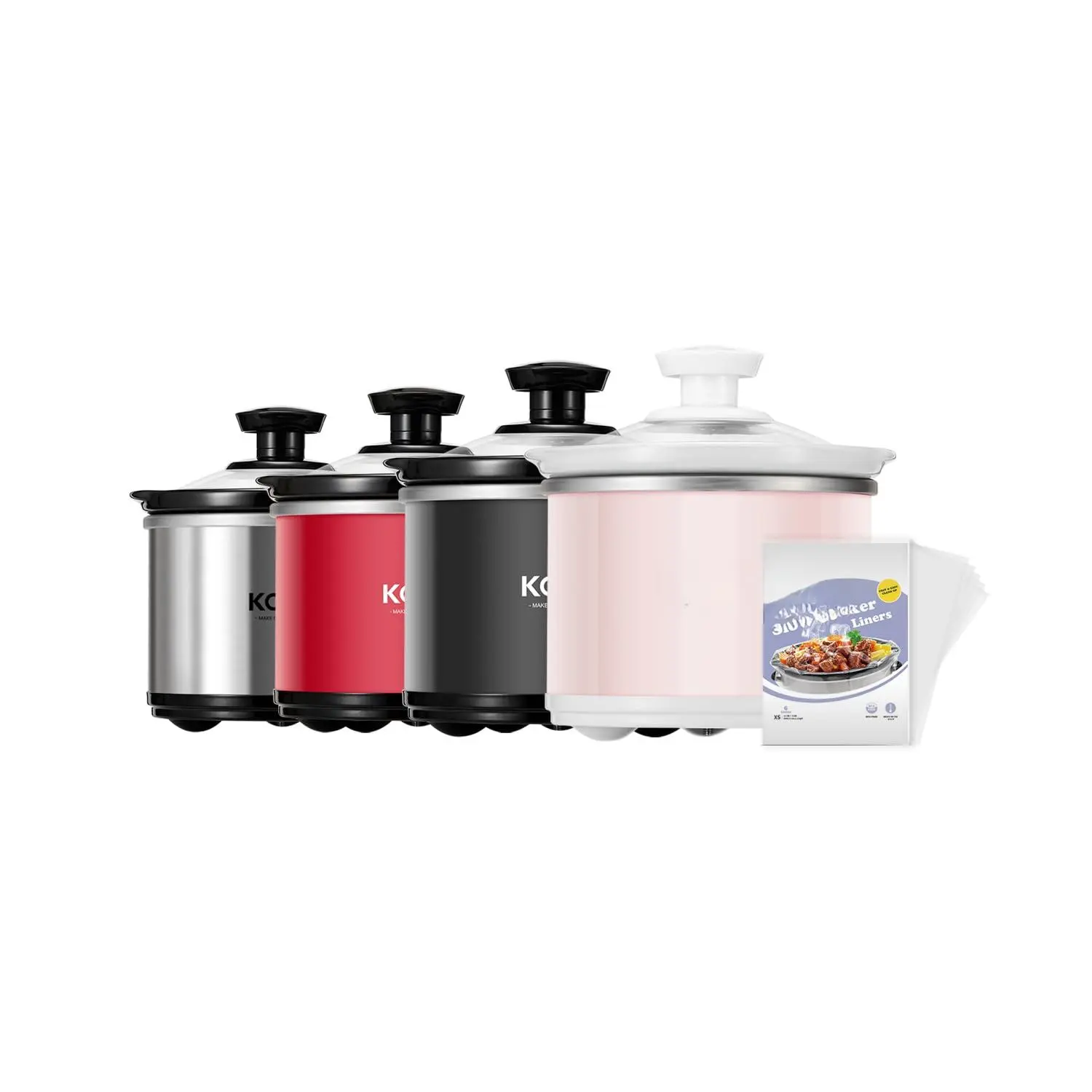Small Slow Cooker  0.65 Quart Free Liners Included Upgraded Ceramic Pot Nutrient Loss Reduction Sauces Stews & Dips Stainless Steel Pink Round