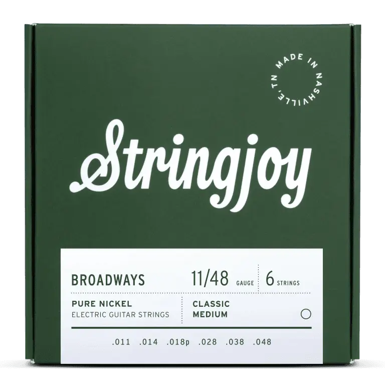 Stringjoy 11-48 Classic Medium Gauge Broadways - Pure Nickel Electric Guitar Strings