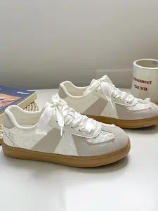 Women's Lace Patchwork Sneakers Summer Casual Shoes, Stylish Comfortable Footwear for Daily Wear, Trendy Design for Modern Women