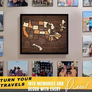 Us State Map Wooden Puzzle, Assembleable 3D Map, Travel Check-In Record, Home Decor Item, Perfect for Enthusiasts and Collectors