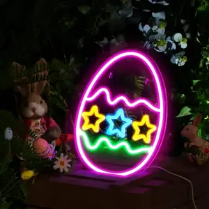 Easter Egg Shaped Neon Sign, USB Powered LED Light with Switch Control, Decorative Neon Sign for Home, Bar, Living Room, Party Wall Decor