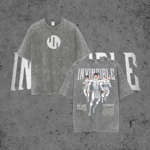 Invincible Viltrumites Washed Graphic Tee Oversized Vintage Black T-Shirt We Are Without End Unisex Streetwear