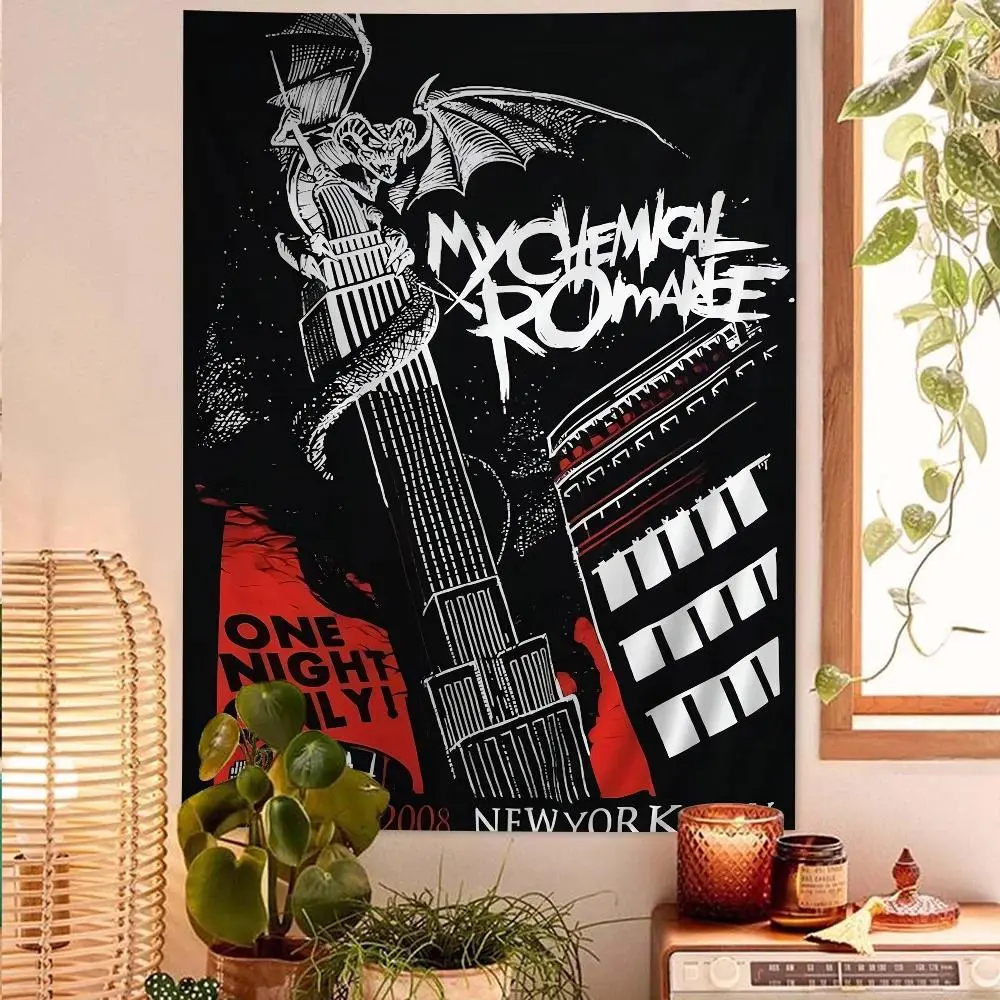 My Chemical Romance Bohemian Beach Hanging Tapestry - Wrinkle Resistant, Machine Washable, Decorative Animal-Print Home Decor Accessory for Family, Holidays, Birthday, Removable, Customizable
