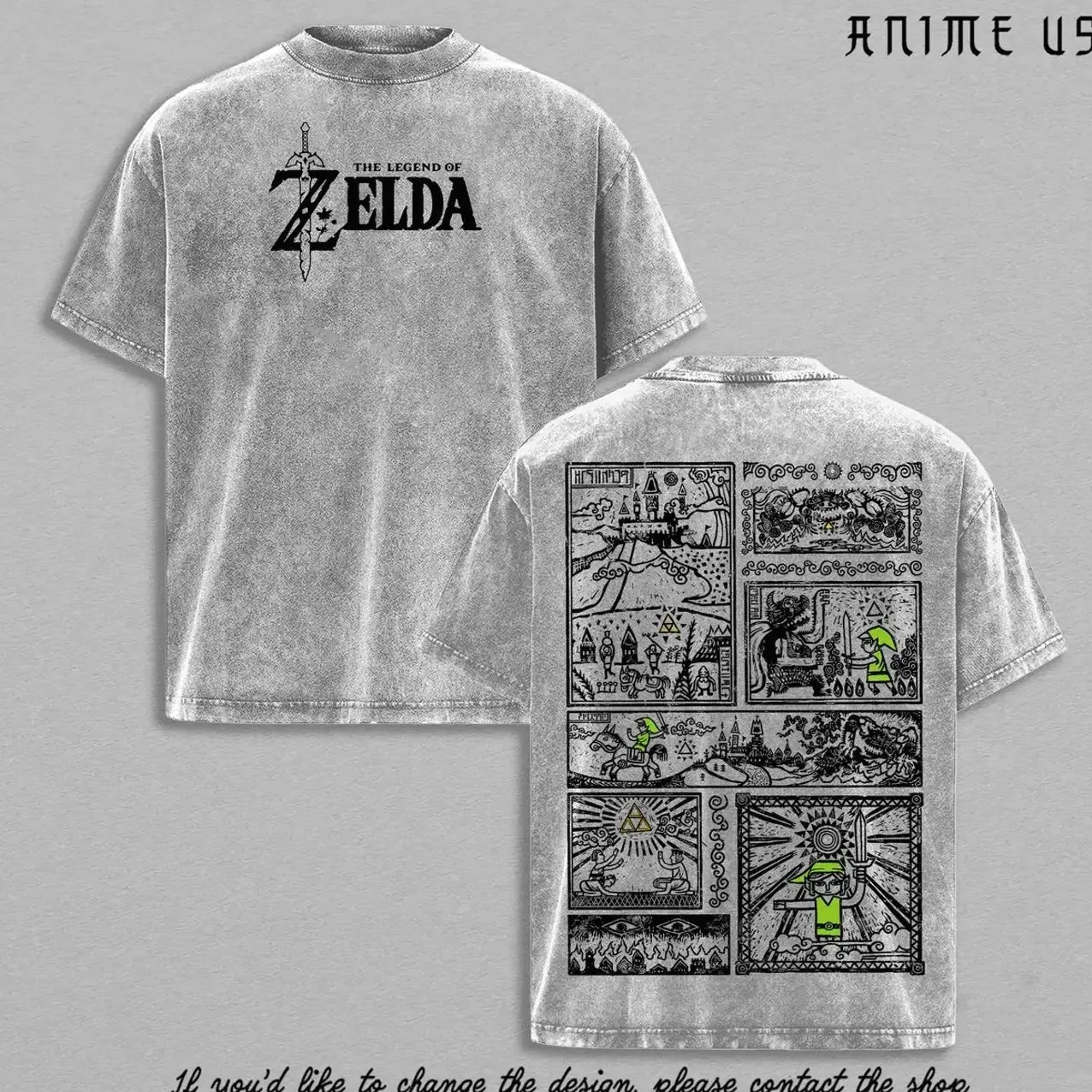 Link Hero of Hyrule The Legend of Zelda Vintage Washed Shirt, Retro Fantasy Adventure Graphic Tee, Triforce Oversized Streetwear 5ZQ