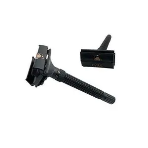 G.B.S Men's Shaving Razor with Adjustable Butterfly Open Mechanism Double Edge Safety Razor, Black Matte Smooth Comfort