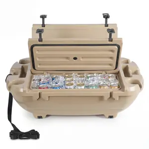 VEVOR Floating Cooler, 40 QT Floating Ice Chest with Dry Storage & Tow Rope, Premium LLDPE Amphibious Drink Cooler for Water & Land, Cruise Smoothly Stable on Lake, River, Pool, Beach, Kayak, Apricot
