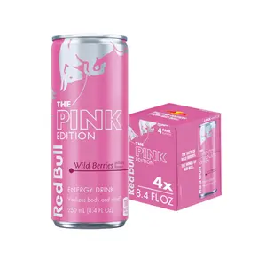 Red Bull Wild Berries, Pink Edition, with 80mg Caffeine plus Taurine & B Vitamins, 8.4 Fl Oz, Pack of 4 Cans