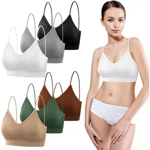Padded Bralettes for Women, 6 Pcs Sports Bras for Women Pack, V Neck Cami Bando Bra for Women Girls