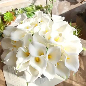 12 Pcs Faux Calla Lily Artificial Flowers, Decorative Real Touch PU Fake Lilies for Wedding Bouquets, Home Table Decor, Mother's Day Gifts, Plastic Faux Flowers