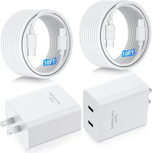 SANPRIO Charger for iPhone 17 16 15 Fast Charging 2Pack 45W Dual Port USB C Charger Block Quick Type C Chargers Adapter 10FT Long USB C Cable for Samsung Galaxy S25 Ultra S25 S24 S23 S22 S21 S20 Note20 10 - Smartphone