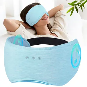Bamboo Cotton Bluetooth Sleep Mask, Wireless Headphones with HD Speakers & Mic, Zero Pressure Eye Mask for Side Sleepers, Travel Essential for Men Women