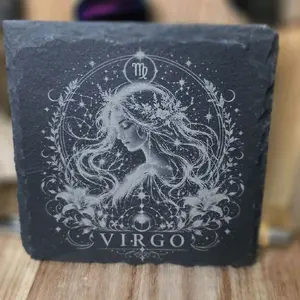 Custom Engraved Slate Zodiac Coaster - Round & Square, Personalized Kitchen Tableware Drink Accessory for Home, Office