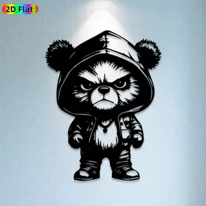 1pc Cool Bear Metal Wall Art,Cool Bear Statue Mural, Ideal Gift for New Year, Christmas, Animal Decor Enthusiasts, Rust-Resistant Metal Wall Decor Wall Sculptures, Perfect for Living Room Wall & Garden Fence