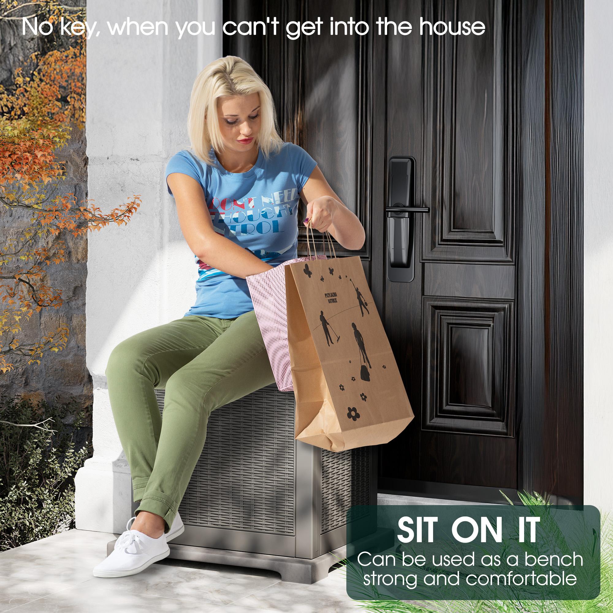 Outdoor Storage Box Weatherproof,  Resin Lockable Outdoor Storage for Secure Package Deliveries and Indoor Storage