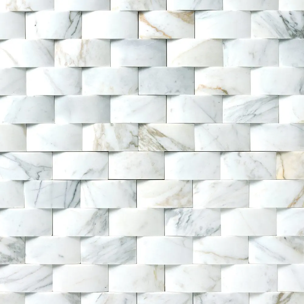 Calacatta Gold 3D Cladding 2x4 Polished/Honed Marble Mosaic Tile Sample