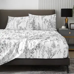 HYPREST Floral Bed Sheets, 18inch Deep Pocket Sheet Set,Deals for You Days