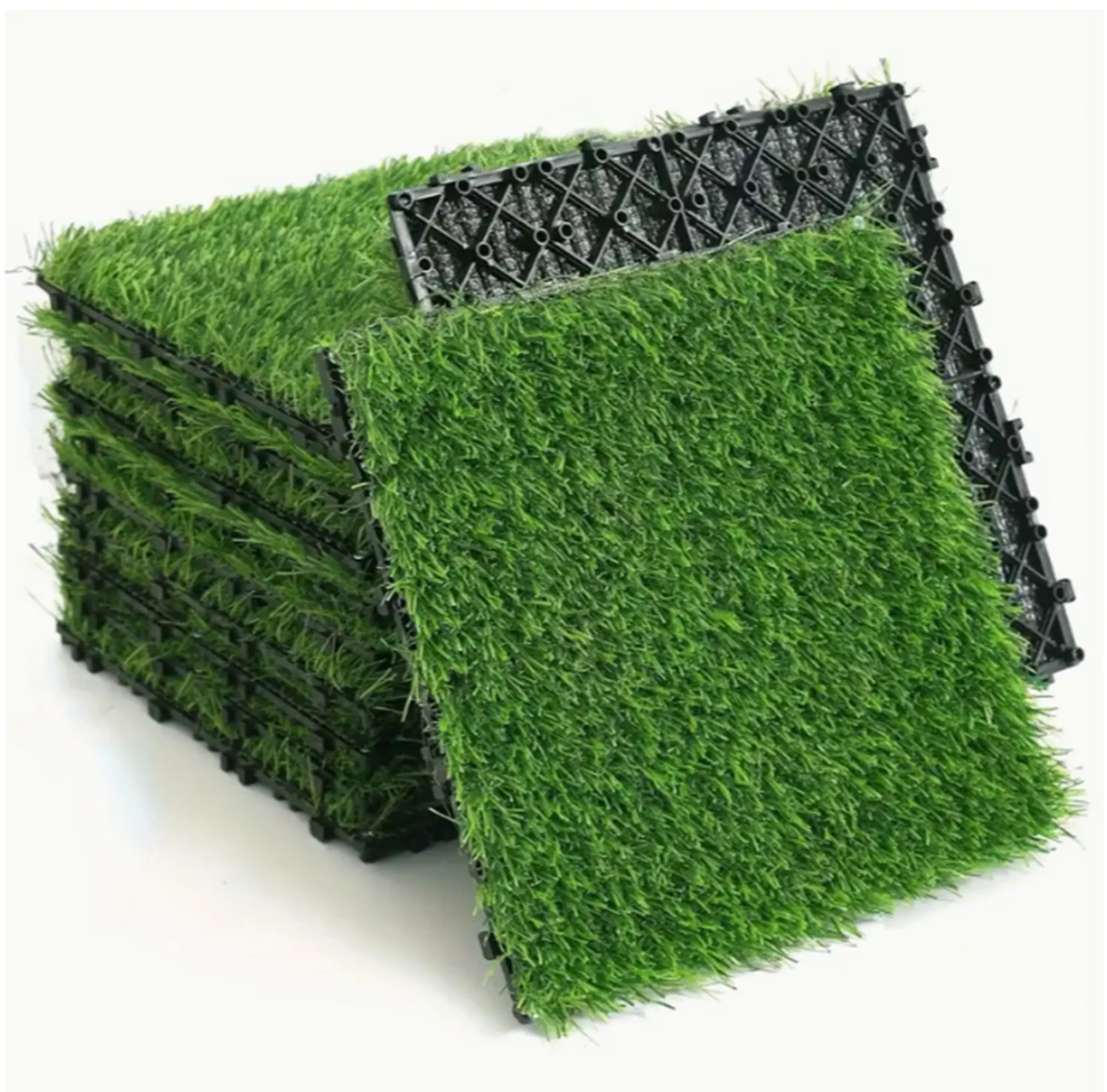 Artificial Lawn 36pcs Interlocking Artificial Grass Tiles For Patio, Balcony, Backyard, Artificial Turf Floor, 12x12 inches,Green