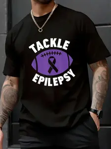 100% Cotton Unisex Tackle Epilepsy Purple Ribbon Shirt Football Men Women Kids – Trendy Summer Tee, Casual Streetwear, Gift for Him & Her