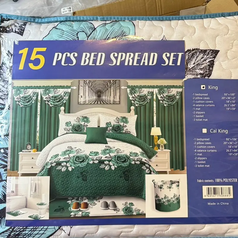 15-Piece Bedspread Set, Bedroom Bundle with Geometric Design for Modern Decor, Complete Setup & Easy Coordination