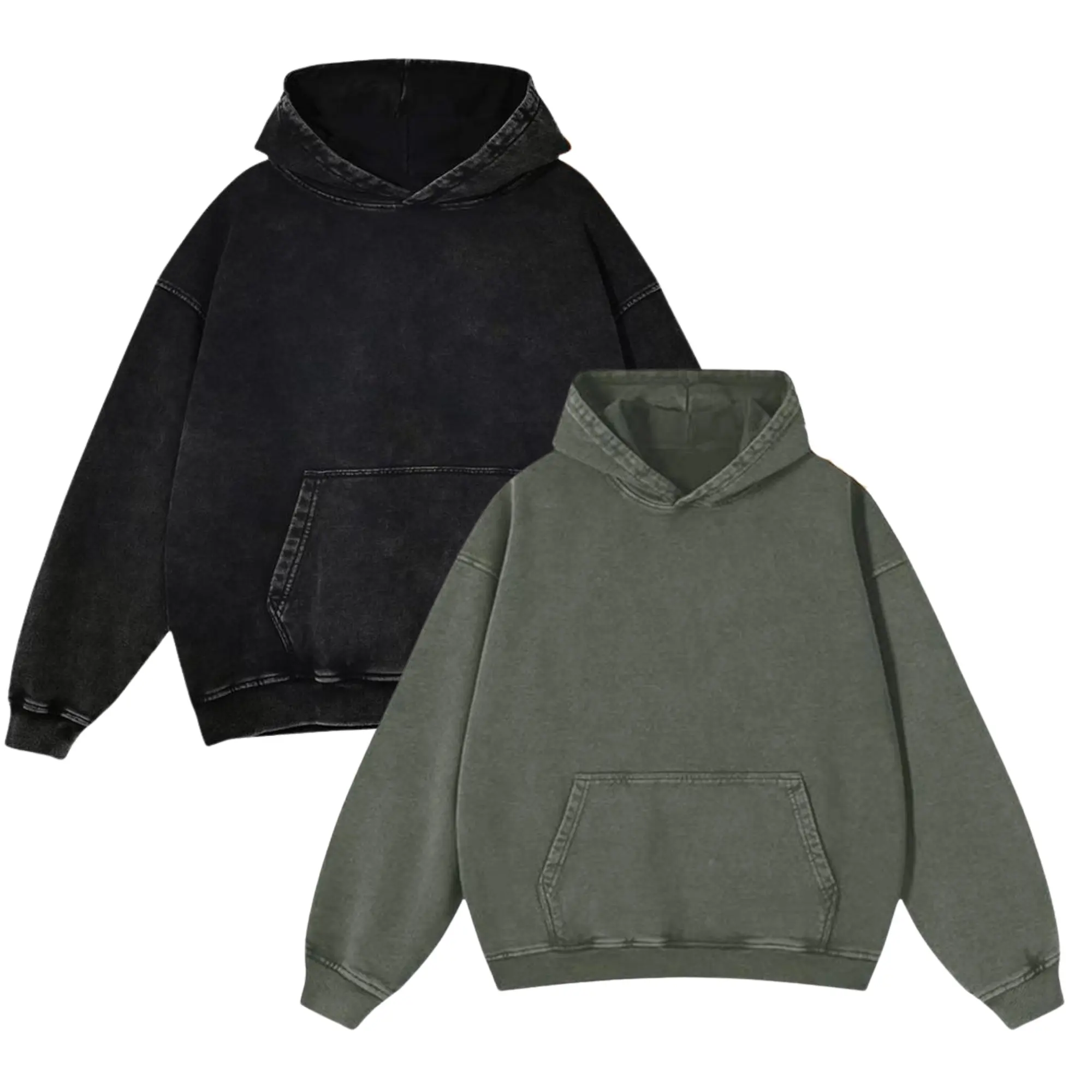 2 Pack Acid Wash Hoodie Oversized Vintage Unisex Heavy Weight Hoodie with Pockets for Men Women Couples Distressed Look 60% Cotton 40% Fabric Casual Long Sleeve, Menswear, Plain, 90S Oversized Men's Hoodies